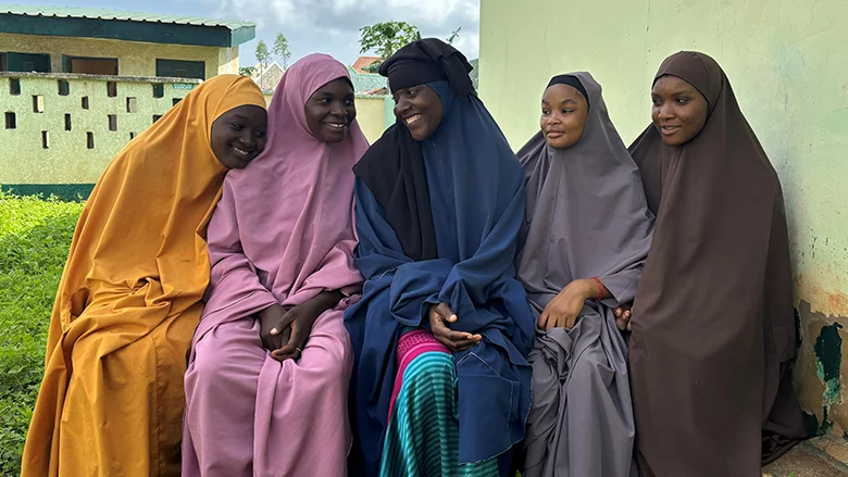 Adolescent girls in Nigeria’s Kaduna State are happy to visit the health center to receive family planning and nutrition advice. Credit: Global Financing Facility / World Bank